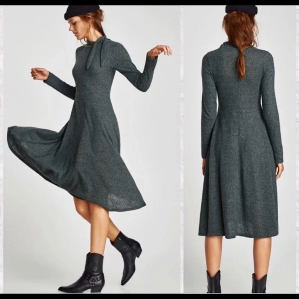 Zara Charcoal Long-Sleeve Dress